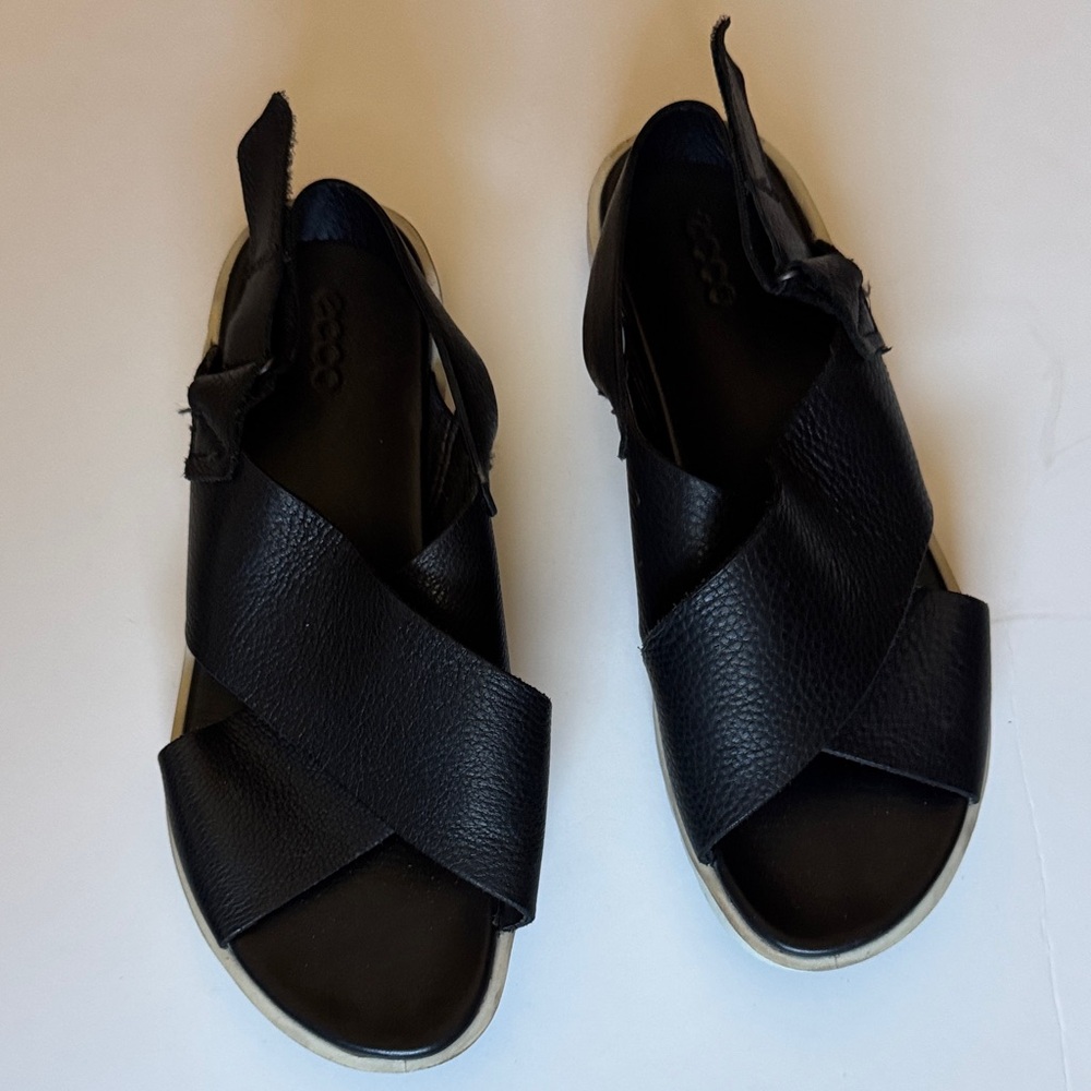 Ecco Black Leather Sandals